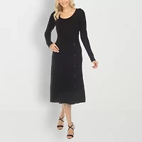 White Mark Womens Long Sleeve Midi Sweater Dress