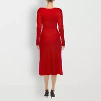 White Mark Womens Long Sleeve Midi Sweater Dress