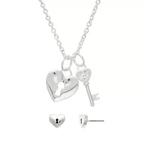 Mixit Womens Heart Keys Hypoallergenic 2-pc. Jewelry Set