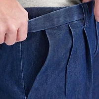 Haggar Stretch Denim Mens Classic Fit Pleated Pant