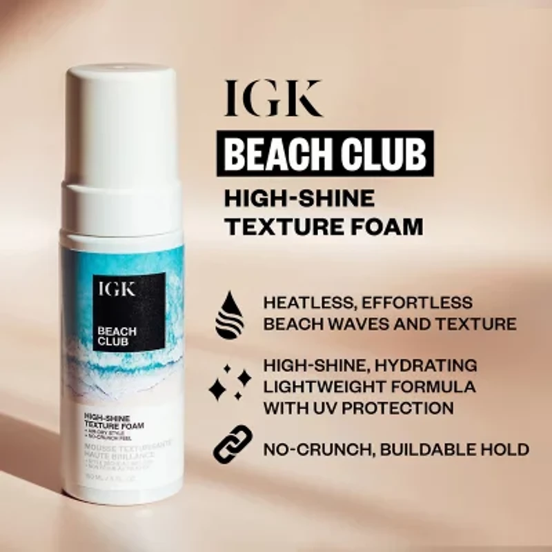 IGK Beach Club High-Shine Texture Foam Hair Mousse 5 oz.