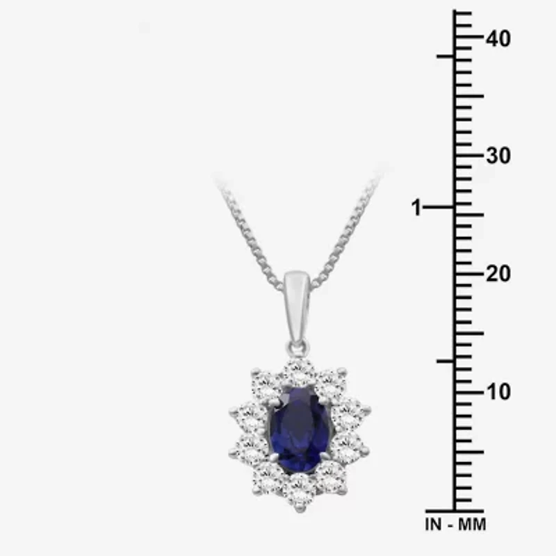 Womens Oval-cut Gemstone & / CT. T.W. Lab-Grown Diamond 10K Gold Pendant Necklace
