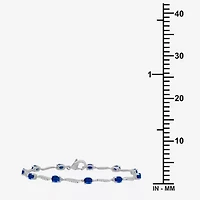 Womens Gemstone & 1/8 CT. T.W. Natural Diamond 10K Gold Oval 7.25 Inch Tennis Bracelet