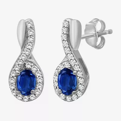 Womens Gemstone & 1/ CT. T.W. Natural Diamond 10K Gold Oval Drop Earrings