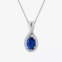 Womens Gemstone & 1/10 CT. T.W. Natural Diamond 10K Gold Oval 18 Inch Pendant Necklace