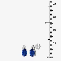 Diamond Accent Gemstone 10K Gold 8.9mm Oval Stud Earrings