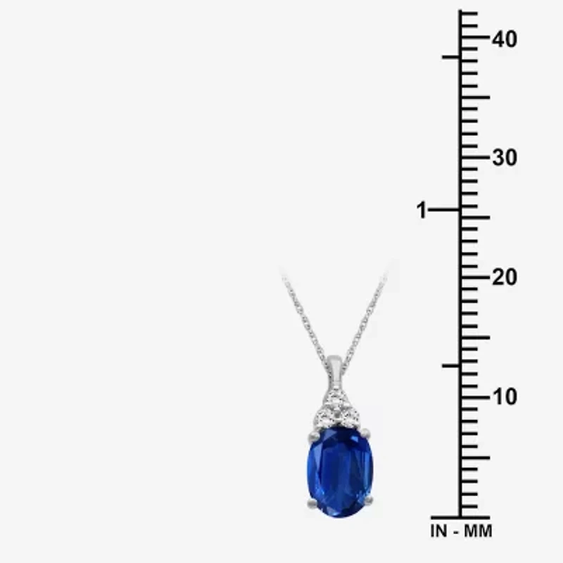 Womens Diamond Accent Gemstone 10K Gold Oval 18 Inch Pendant Necklace