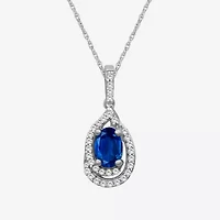 Womens Gemstone & 1/10 CT. T.W. Natural Diamond 10K Gold Oval 18 Inch Pendant Necklace