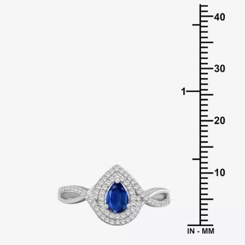 Womens Gemstone & 1/5 CT. T.W. Natural Diamond 10K Gold Pear Cocktail Ring