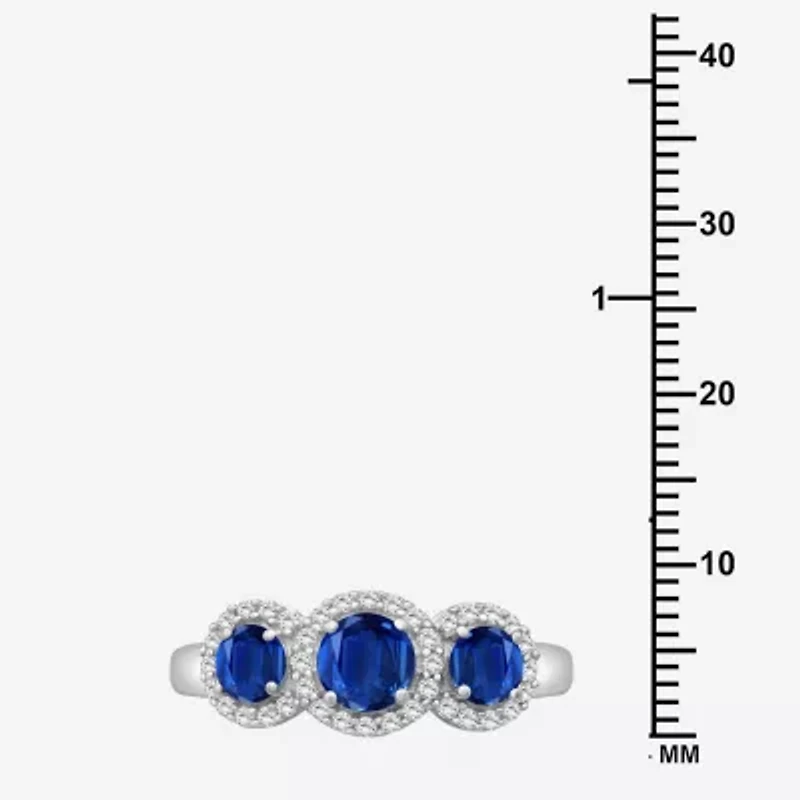 Womens Gemstone & 1/5 CT. T.W. Natural Diamond 10K Gold 3-Stone Cocktail Ring