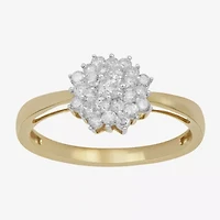 Womens 1/2 CT. T.W. Natural White Diamond 10K Gold Cluster Cocktail Ring