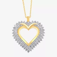 Womens 1 CT. T.W. Natural White Diamond 10K Gold Heart 18 Inch Pendant Necklace