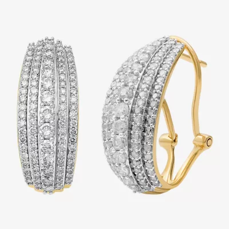 2 CT. T.W. Natural White Diamond 10K or 14K White or Yellow Gold 22.9mm Hoop Earrings