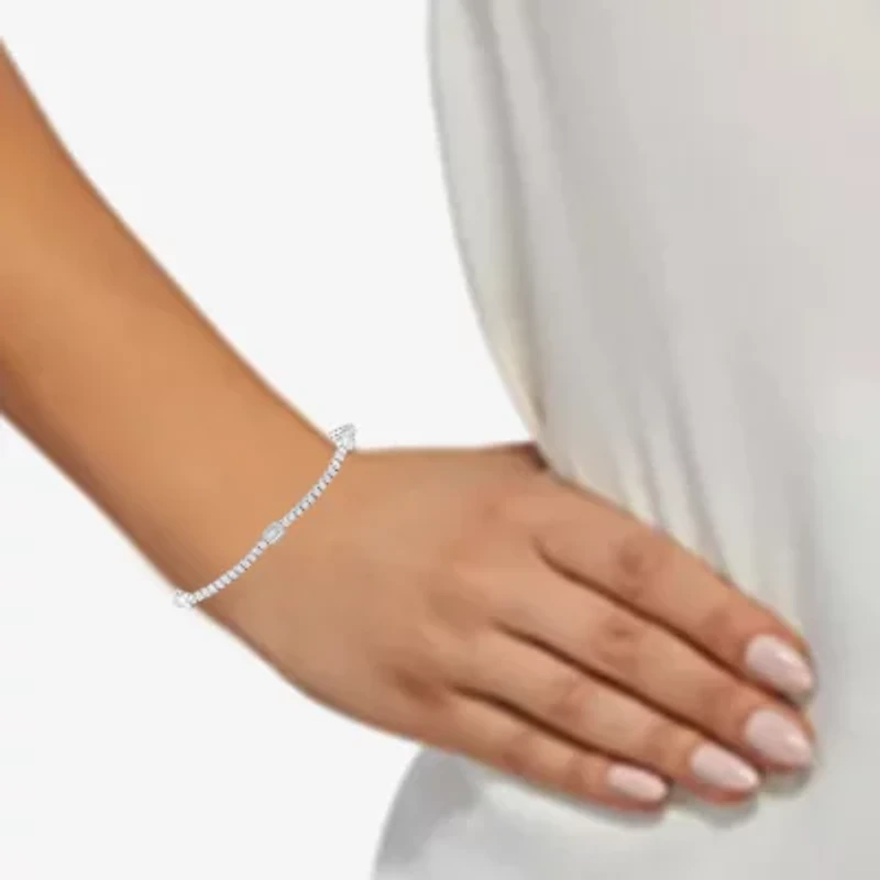 Womens CT. T.W. Lab Grown White Diamond 10K White Gold Tennis Bracelet