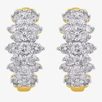 Womens 2 CT. T.W. Natural White Diamond 10K Gold 16mm Hoop Earrings