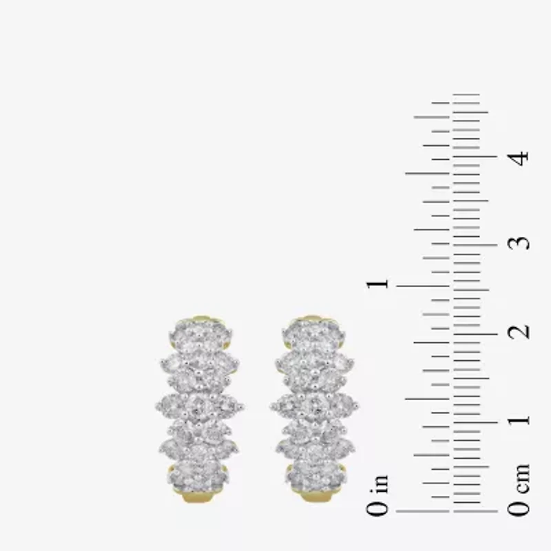 Womens 2 CT. T.W. Natural White Diamond 10K Gold 16mm Hoop Earrings