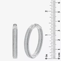 (I / I1) Womens 3 CT. T.W. Lab Grown White Diamond 10K White Gold 37.3mm Hoop Earrings