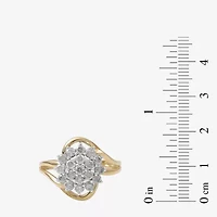 Womens 1 CT. T.W. Natural White Diamond 10K Gold Cluster Cocktail Ring