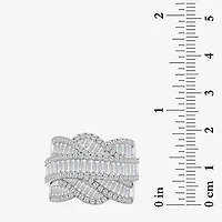(I / I1) Womens 3 CT. T.W. Lab Grown White Diamond 10K Gold Crossover Cocktail Ring