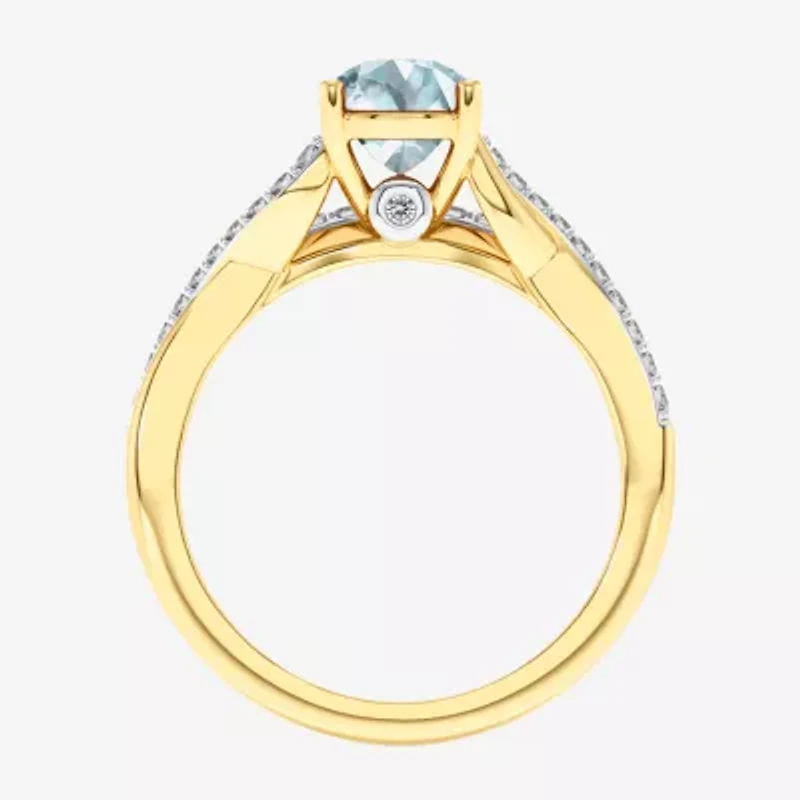 Modern Bride Gemstone Womens 1/8 CT. T.W. Lead Glass-Filled Red Ruby 10K Gold Oval Side Stone Bridal Set