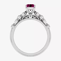 Modern Bride Gemstone Womens 1/3 CT. T.W. Genuine Red Garnet 10K White Gold Cushion Side Stone Crossover Bridal Set