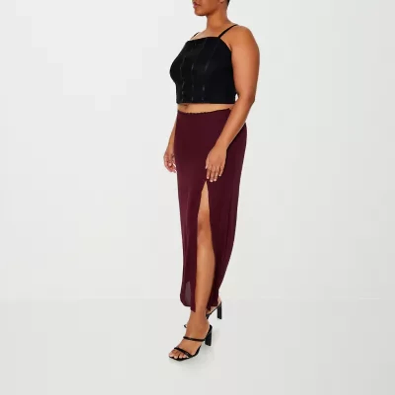 Forever 21 Maxi Skirt Womens Juniors Plus High Rise Long A-Line