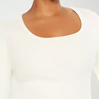 Forever 21 Womens U Neck Long Sleeve Juniors Plus T-Shirt