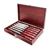 BergHOFF Pakka Wood Stainless Steel 7-pc. Steak Knife Set with Wood Case