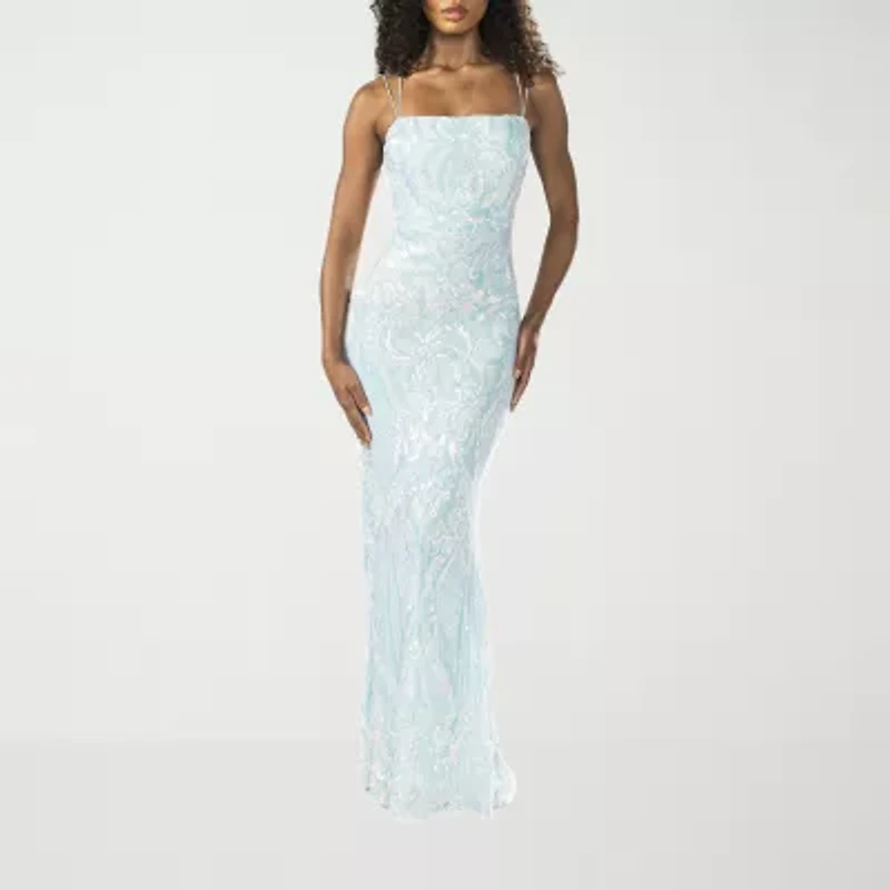 B. Smart Womens Sleeveless Sequin Scroll Juniors Bodycon Dress