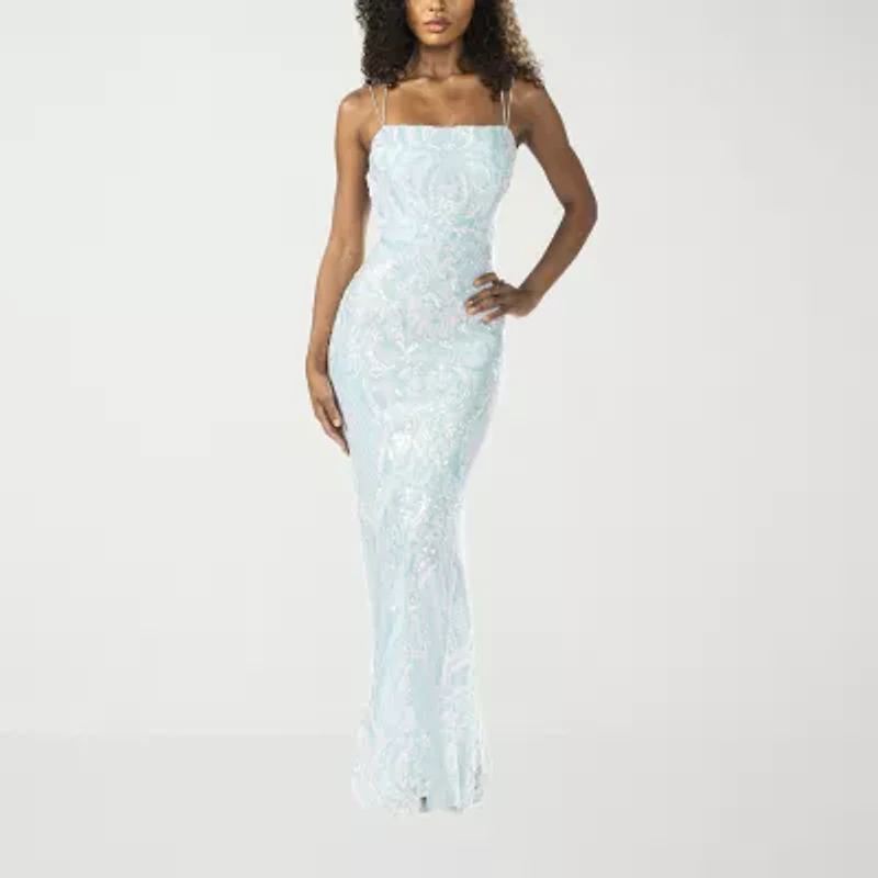 B. Smart Womens Sleeveless Sequin Scroll Juniors Bodycon Dress