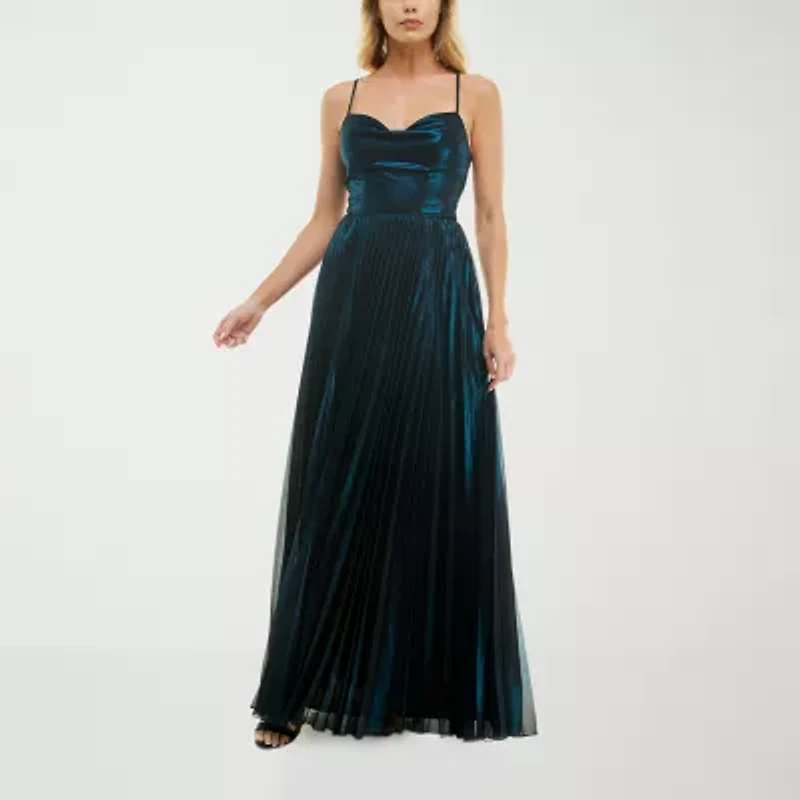 B. Smart Metallic Womens Juniors Sleeveless A-Line Dress