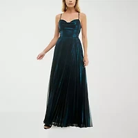 B. Smart Metallic Womens Juniors Sleeveless A-Line Dress