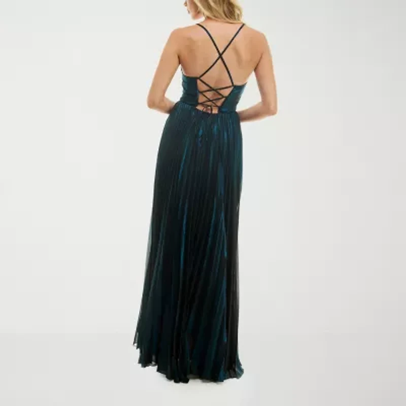 B. Smart Metallic Womens Juniors Sleeveless A-Line Dress