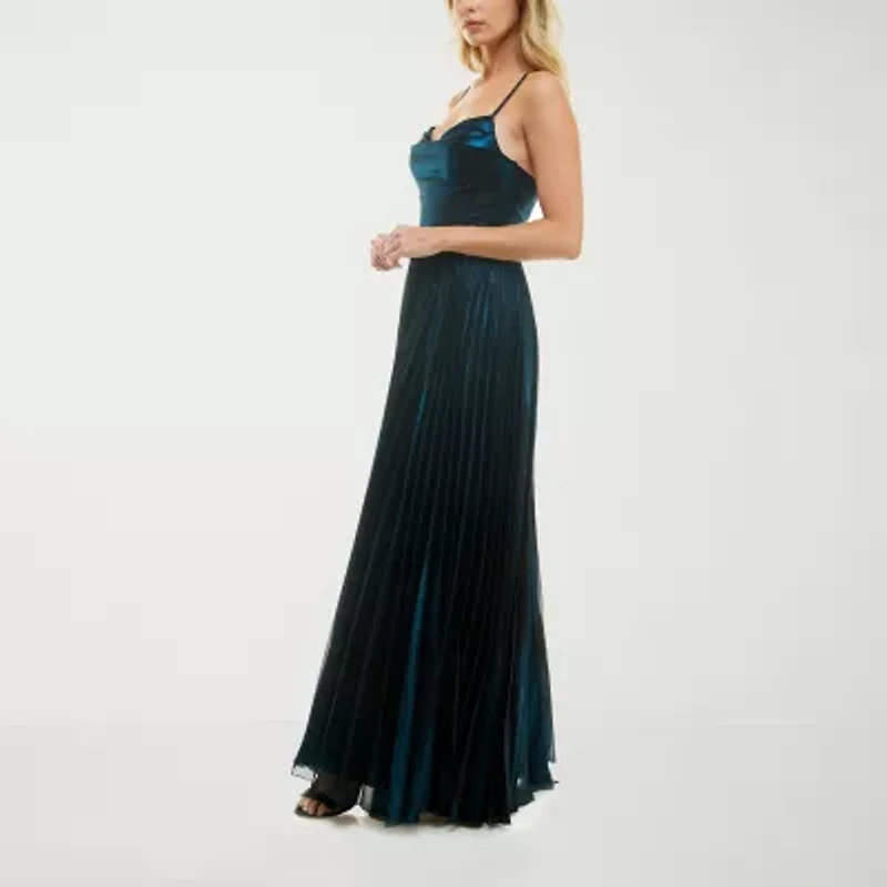 B. Smart Metallic Womens Juniors Sleeveless A-Line Dress