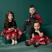 Bonnie Jean Baby Girls Short Sleeve Puffed Velvet Fit + Flare Dress