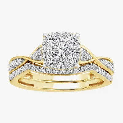 Womens 3/4 CT. T.W. Natural White Diamond 10K Gold Bridal Set