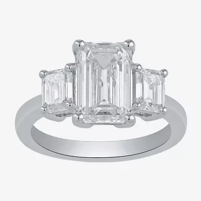 Love Lives Forever (F / Si2) Womens 4 CT. T.W. Lab Grown White Diamond 10K Gold 3-Stone Engagement Ring