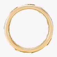 Womens 8.5MM 10K Tri-Color Gold Heart Round Band