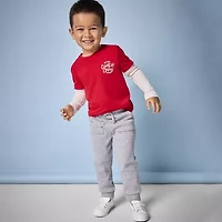 Okie Dokie Toddler & Little Boys Crew Neck Long Sleeve Regular Fit Graphic T-Shirt