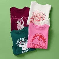 Thereabouts Little & Big Kid Girls Round Neck Long Sleeve Regular Fit Graphic T-Shirt