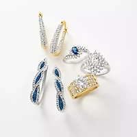 Sparkle Allure Womens Blue Crystal Pure Silver Over Brass Oval Bypass  Engagement Ring