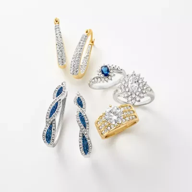 Sparkle Allure Starburst Womens Cubic Zirconia Pure Silver Over Brass Halo Cocktail Ring