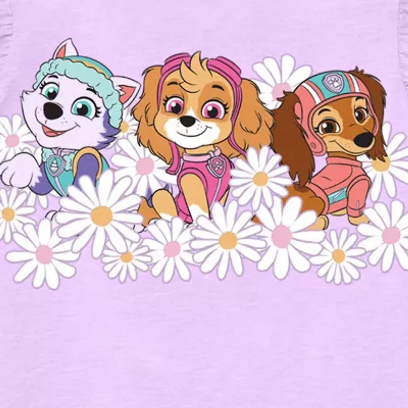 Toddler Girls Round Neck Sleeveless Regular Fit Paw Patrol Graphic T-Shirt