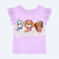 Toddler Girls Round Neck Sleeveless Regular Fit Paw Patrol Graphic T-Shirt