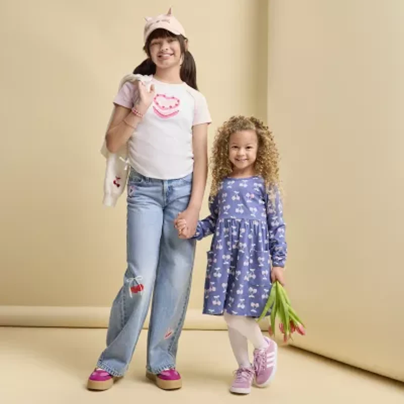 Thereabouts Little & Big Kid Girls Round Neck Short Sleeve T-Shirt