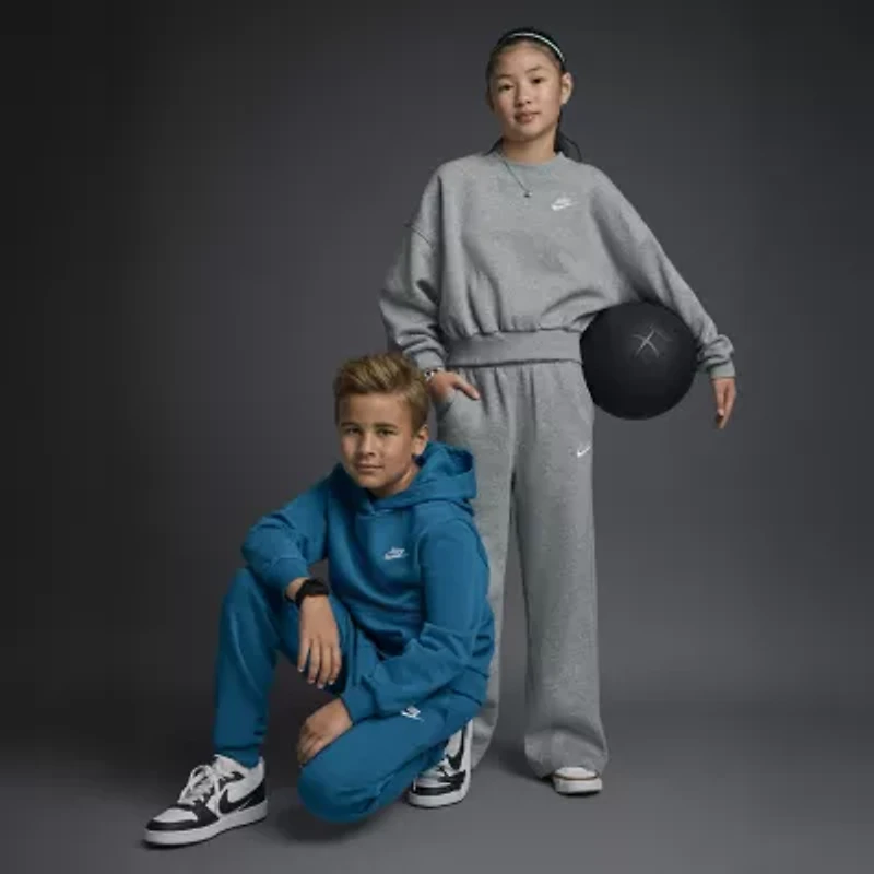 Nike Club Big Kid Unisex Long Sleeve Fleece Active Hoodie