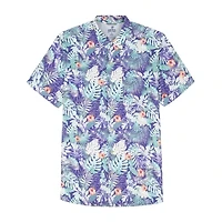 IZOD Dockside Chambray Mens Short Sleeve Regular Fit Button-Down Shirt
