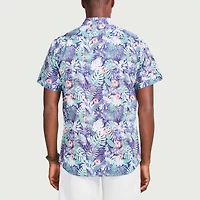 IZOD Dockside Chambray Mens Short Sleeve Regular Fit Button-Down Shirt