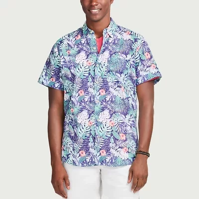 IZOD Dockside Chambray Mens Short Sleeve Regular Fit Button-Down Shirt