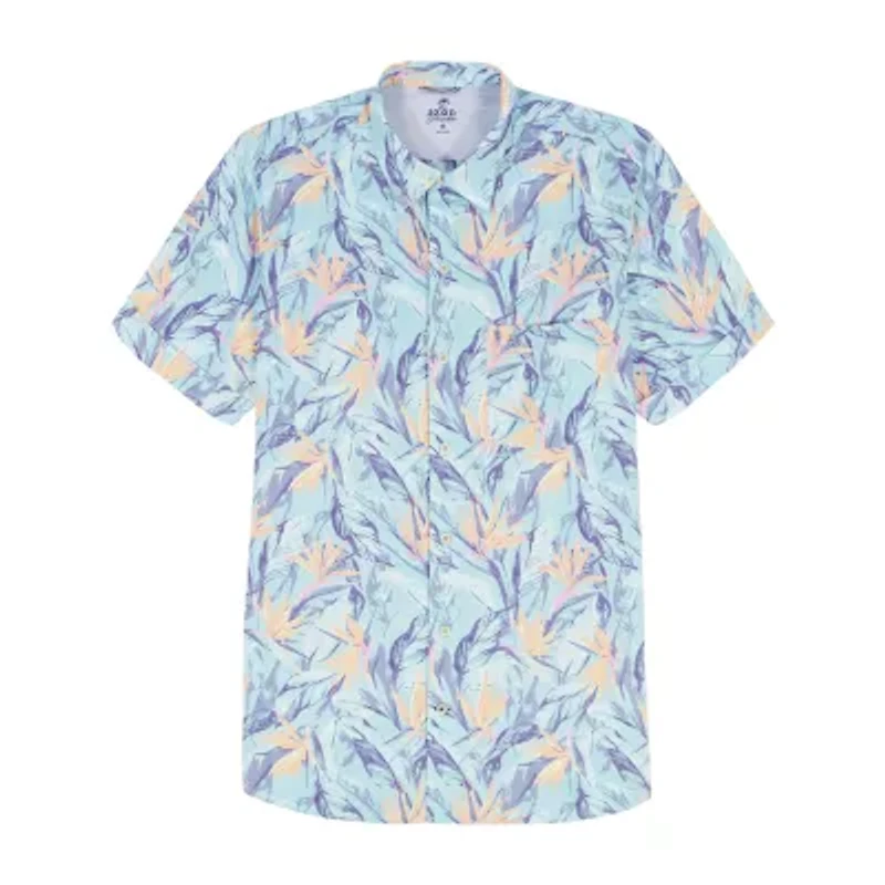 IZOD Dockside Chambray Mens Short Sleeve Regular Fit Button-Down Shirt